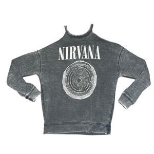 NIRVANA Vestibule Grunge Sweatshirt Cold Shoulder Size S